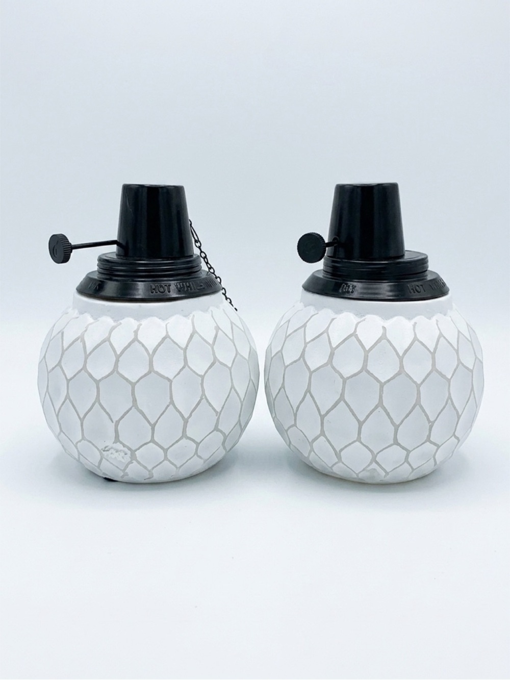 TIKI Brand Farmhouse White Table Torches Oil Lamps Set of 2 NWT